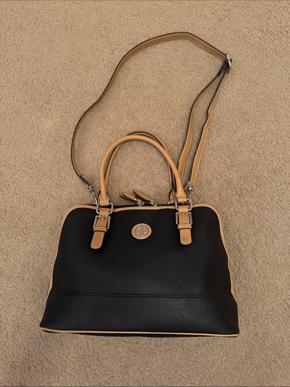 Giani Bernini Black and Tan Two-Tone Satchel